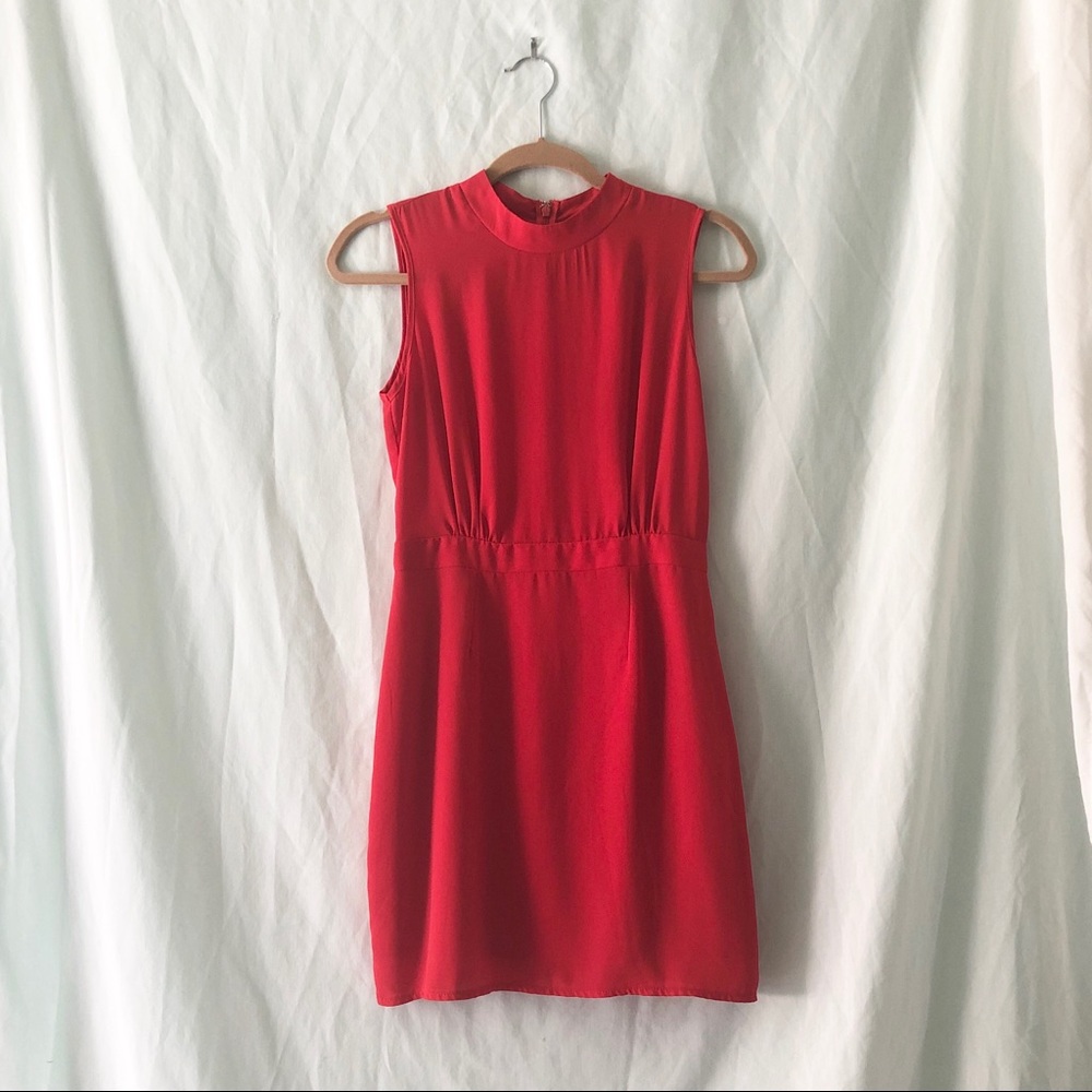Red Mockneck Fitted Dress by ASOS / 4-6
